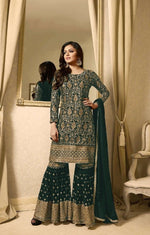 Women Rama Color Semi stitched Fancy Dress Material