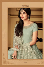 Women SkyGreen Color Semi stitched Exclusive Anarkali Suit Material