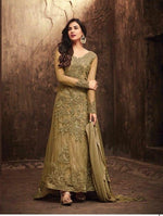 Women Mehandi Color Printed Ethnic Design Gown