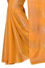 Womens yellow Color Satin Poly Silk Saree With Foil Work