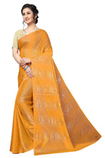 Womens yellow Color Satin Poly Silk Saree With Foil Work