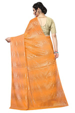Womens yellow Color Satin Poly Silk Saree With Foil Work