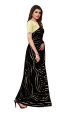 Womens Black Color Satin Poly Silk Saree With Foil Work