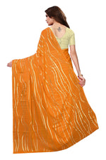 Womens Yellow Color Satin Poly Silk Saree With Foil Work