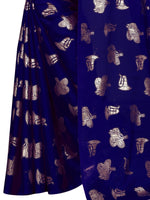 Womens Blue Color Satin Poly Silk Saree With Foil Work