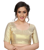 Womens Blue Color Satin Poly Silk Saree With Foil Work