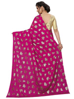 Womens Pink Color Satin Poly Silk Saree With Foil Work