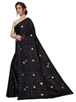 Womens Black Color Satin Poly Silk Saree With Foil Work