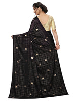 Womens Black Color Satin Poly Silk Saree With Foil Work