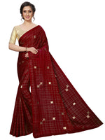 Womens Maroon  Color Satin Poly Silk Saree With Foil Work