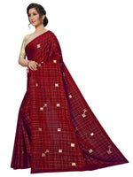 Womens Maroon  Color Satin Poly Silk Saree With Foil Work