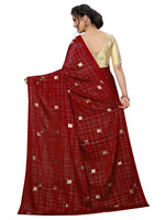 Womens Maroon  Color Satin Poly Silk Saree With Foil Work