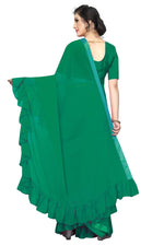 Womens Green Color  Georgette Saree With Plain Work