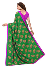 Womens Green Color Maalgudi Silk Designer Saree With Blouse