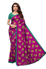 Womens Pink Color Maalgudi Silk Designer Saree With Blouse