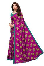 Womens Pink Color Maalgudi Silk Designer Saree With Blouse