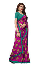 Womens Pink Color Maalgudi Silk Designer Saree With Blouse