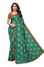 Womens Rama Color Maalgudi Silk Designer Saree With Blouse