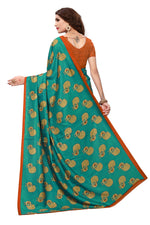 Womens Rama Color Maalgudi Silk Designer Saree With Blouse
