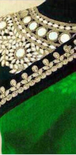Womens Parrot Color Georgette Saree With MirrorBlouse