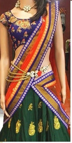 Womens Green Color  SATIN Lehanga Choli