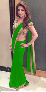 Womens Green Color GEORGETTE Saree With Blouse