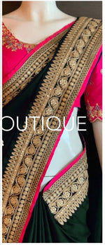 Womens Green Color Satin Georgette Saree With Blouse