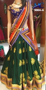 Womens Green Color  SATIN Lehanga Choli