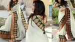 Womens Green Color Chanderi Cotton Saree With Dori Work