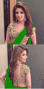Womens Green Color GEORGETTE Saree With Blouse