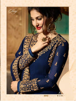 Women Blue Color Printed Ethnic Desighn Gown