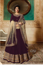 Women Wine Color Printed Ethnic Desighn Gown