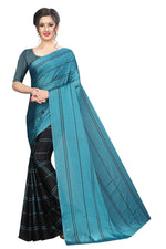 Womens Blue Color Satin Georgette Saree With Printed Work