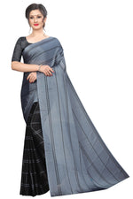 Womens Grey Color Satin Georgette Saree With Printed Work
