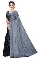 Womens Grey Color Satin Georgette Saree With Printed Work