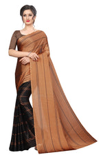 Womens Orange  Color Satin Georgette Saree With Printed Work