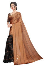 Womens Orange  Color Satin Georgette Saree With Printed Work