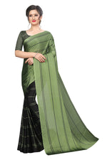 Womens Pista  Color Satin Georgette Saree With Printed Work