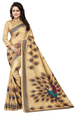 Womens Cream Color Maalgudi Silk Designer Saree With Blouse