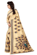 Womens Cream Color Maalgudi Silk Designer Saree With Blouse