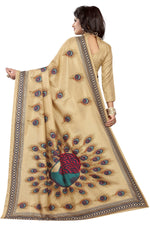 Womens Cream Color Maalgudi Silk Designer Saree With Blouse