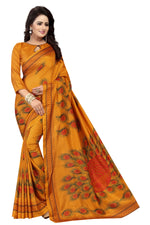 Womens Musturd Color Maalgudi Silk Designer Saree With Blouse