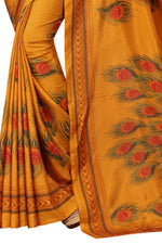 Womens Musturd Color Maalgudi Silk Designer Saree With Blouse