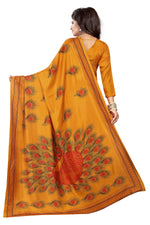 Womens Musturd Color Maalgudi Silk Designer Saree With Blouse