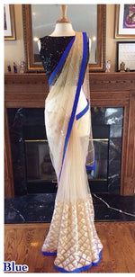 Womens Blue Color Nailon Mono Net Saree With Blouse