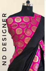 Womens Pink Color Sana Silk Saree With Jacquard Less And Blouse