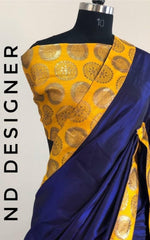 Womens Yellow Color Sana Silk Saree With Jacquard Less And Blouse
