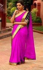 Womens Pink Color Pure Silk Saree With Blouse