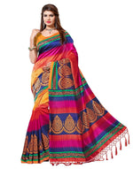 Womens Multi Color Art Silk Weaving Saree With Blouse