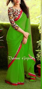 Womens Green Color Georgette Saree With Blouse